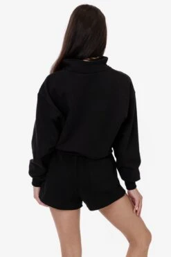 HF326 - Heavy Fleece Cropped Half Zip Pullover (Piece Dye) -Builtd Store HF 326 BLACK W2