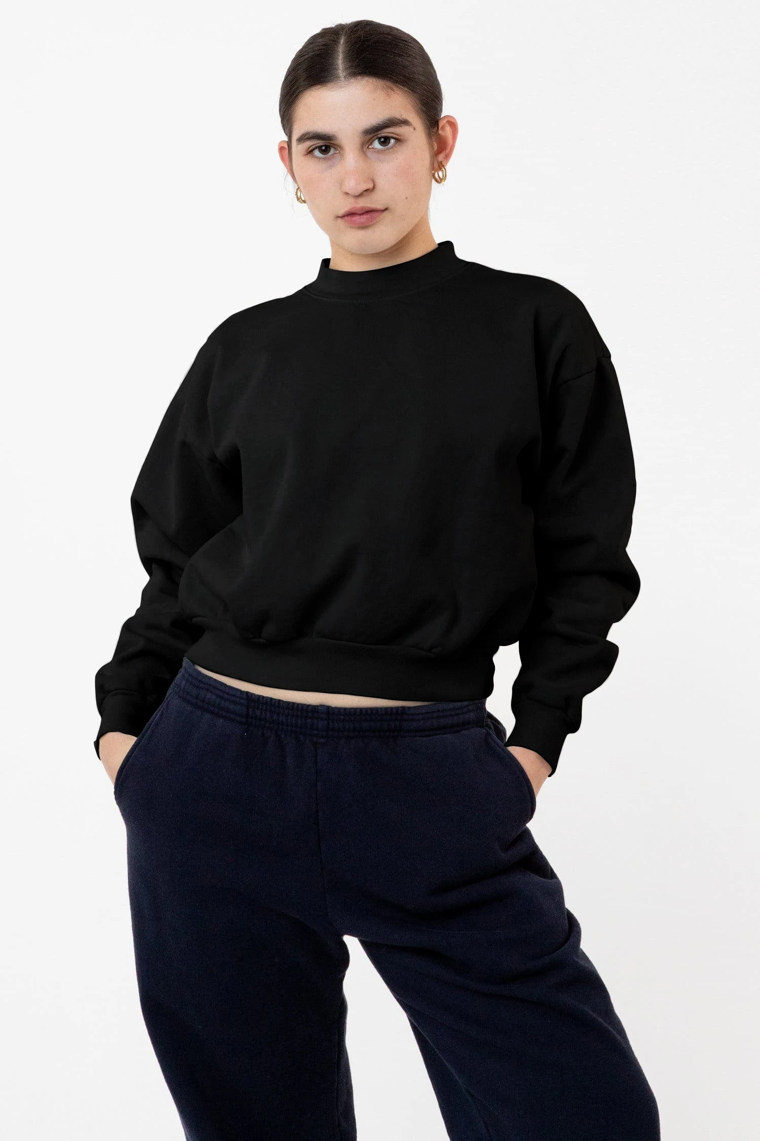 HF06 - Heavy Fleece Cropped Mock Neck Pullover (Garment Dye) 3 HF06 - Heavy Fleece Cropped Mock Neck Pullover (Garment Dye) - Image 3