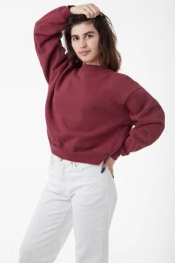 HF06 - Heavy Fleece Cropped Mock Neck Pullover (Garment Dye 2) -Builtd Store HF06GD BURGUNDY W 19eed57f 8b1f 40e3 9cf4 8fd3f15ca23a