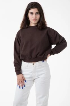 HF06 - Heavy Fleece Cropped Mock Neck Pullover (Garment Dye 2) -Builtd Store HF06GD CHOCOLATE W 77f844f7 d5cd 4383 8607 25fa992cb569