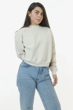 HF06 - Heavy Fleece Cropped Mock Neck Pullover (Garment Dye 2) -Builtd Store HF06GD CREME 1b65dd0a 17dd 4bde abf0 52c8810371de