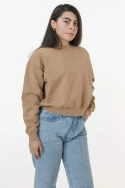HF06 - Heavy Fleece Cropped Mock Neck Pullover (Garment Dye 2) -Builtd Store HF06GD KHAKI e08062da 8eef 496e bc04 81261a001daa