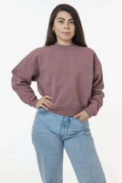 HF06 - Heavy Fleece Cropped Mock Neck Pullover (Garment Dye 2) -Builtd Store HF06GD MAUVE bf12d4ca 0193 449a b376 209d611db380