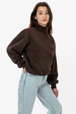 HF13 - Heavy Fleece Turtleneck (Garment Dye) -Builtd Store HF13GD CHOCOLATE W