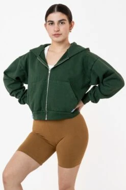 HF16 - Heavy Fleece Cropped Zip-Up Hoodie (Garment Dye) -Builtd Store HF16GD IVY W