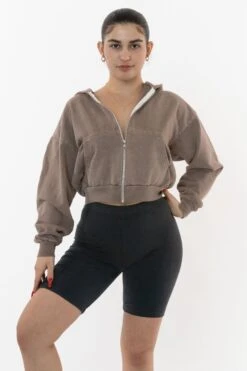 HF16 - Heavy Fleece Cropped Zip-Up Hoodie (Pigment Dye) 5 HF16 - Heavy Fleece Cropped Zip-Up Hoodie (Pigment Dye) -Builtd Store HF16GD PATCHOULI W