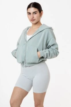 HF16 - Heavy Fleece Cropped Zip-Up Hoodie (Garment Dye) -Builtd Store HF16GD SAGE W