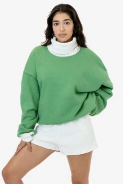 HF-313 - Heavy Fleece Oversized Turtleneck Sweater With Contrast Rib -Builtd Store HF313 GREENk
