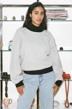 HF-313 - Heavy Fleece Oversized Turtleneck Sweater With Contrast Rib -Builtd Store HF313 web crop