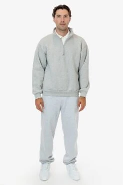 HFX428 - Unisex Heavy Fleece Half Zip Pullover (Piece Dye) -Builtd Store HFX 428 HEATHERGREY M4