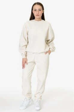 MWF1047 Unisex - 10 Oz. Mid-weight Poly Cotton Fleece Wide Crewneck -Builtd Store MWF1047 MWF1044 CREME RURIKA 2