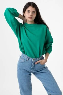 MWT07GD Unisex - Long Sleeve Garment Dye French Terry Pullover -Builtd Store MWTD07 emerald bianca