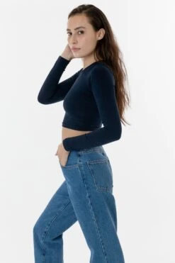 83079GD - Garment Dye Long Sleeve Crop Top -Builtd Store Navy1 F f0acffab a836 4c20 974e 0ab70aa16a4c