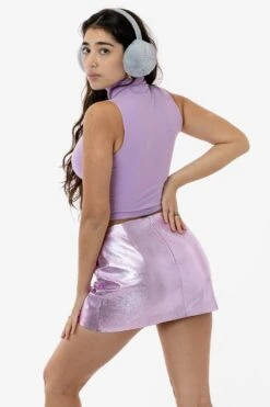 RLH739 - Metallic Leather Mini Skort -Builtd Store PINK 7 s