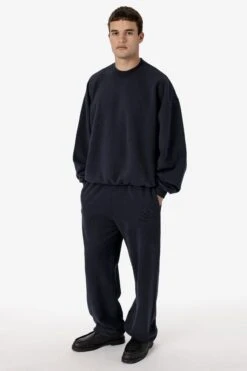 PLU07GD - 16oz. Garment Dye Plush Fleece Pullover Crewneck Sweatshirt -Builtd Store PLU07GD BLACKEDGE A2