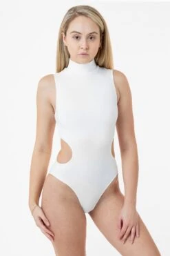 PON127 - Ponte Mockneck Cutout Bodysuit -Builtd Store PON127 WHITE 2