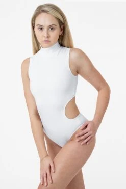 PON127 - Ponte Mockneck Cutout Bodysuit -Builtd Store PON127 WHITE 4