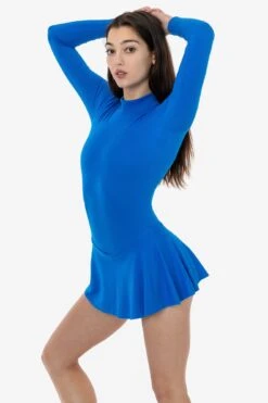 PON410 - Ponte Long Sleeve Mockneck Skirted Leotard -Builtd Store PON410 OLYMPICBLUEf
