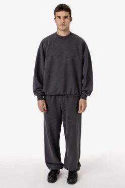 PLU07GD - 16oz. Garment Dye Plush Fleece Pullover Crewneck Sweatshirt -Builtd Store PUF07GD DOLPHINBLUE 2x