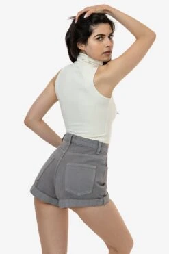 RBDW05GD - Bull Denim Garment Dye Cuff Short (Summer Color Edition) -Builtd Store RBDW05 STEEL 1F