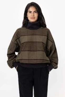 RCF01 - Flannel Turtleneck Sweater With Heavy Cotton Rib -Builtd Store RCF01 OLIVECHOCOLATE HALF