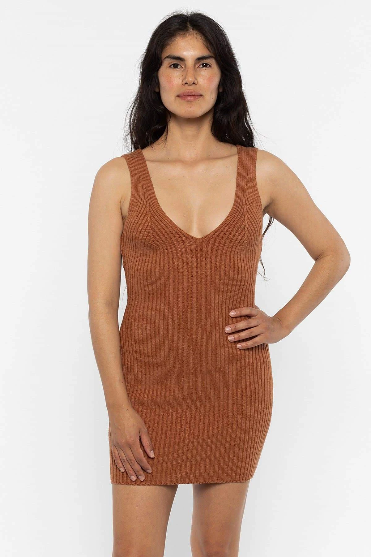 RFK226 - Ultra Heavy Knit Ribbed V Neck Dress 8 RFK226 - Ultra Heavy Knit Ribbed V Neck Dress - Image 8