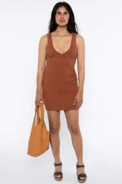 RFK226 - Ultra Heavy Knit Ribbed V Neck Dress 18 RFK226 - Ultra Heavy Knit Ribbed V Neck Dress -Builtd Store RFK226Camel 04 2076e578 ab45 4ca2 bca7 bdbc407eee51