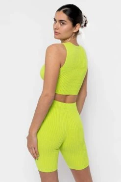 RFK52 - Ultra Heavy Knit Ribbed Bike Shorts -Builtd Store RFK52 Citron2