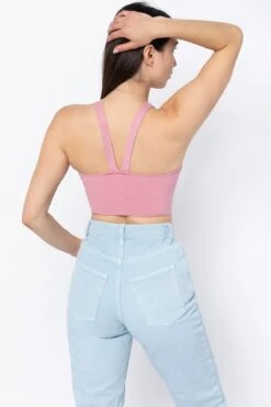 RFK53 - V Strap Knit Top -Builtd Store RFK53 PINK1