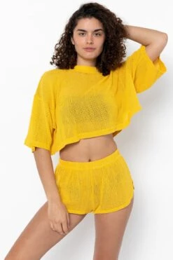 RIN331GD - Cotton Fishnet Garment Dye Crop Top 20 RIN331GD - Cotton Fishnet Garment Dye Crop Top -Builtd Store RIN331GD SpectraYellow