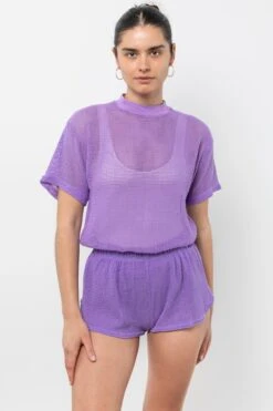 RIN401GD - Cotton Mock Neck Fishnet Garment Dye T-Shirt -Builtd Store RIN401GD BlueViolet1 8e65ab50 477a 434a 9ee7 2315e0139689
