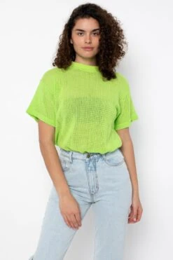 RIN401GD - Cotton Mock Neck Fishnet Garment Dye T-Shirt -Builtd Store RIN401GD CITRON