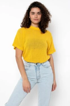 RIN401GD - Cotton Mock Neck Fishnet Garment Dye T-Shirt -Builtd Store RIN401GD SPECTRAYELLOW