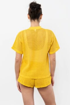 RIN401GD - Cotton Mock Neck Fishnet Garment Dye T-Shirt -Builtd Store RIN401GD SpectraYellow2