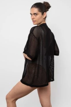 RIN500GD - Cotton Fishnet Mock Neck Big Tee -Builtd Store RIN500GD Black5