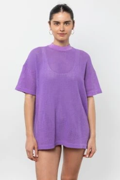 RIN500GD - Cotton Fishnet Mock Neck Big Tee -Builtd Store RIN500GD BlueViolet1