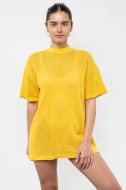 RIN500GD - Cotton Fishnet Mock Neck Big Tee -Builtd Store RIN500GD SpectraYellow1