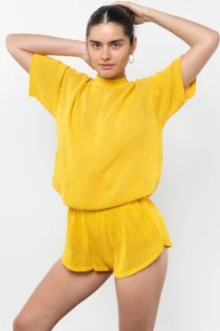 RIN500GD - Cotton Fishnet Mock Neck Big Tee -Builtd Store RIN500GD SpectraYellow2copy