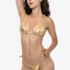 RLA3032 - Lamé V-Cut Thong Bikini Bottom