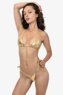 RLA3032 - Lamé V-Cut Thong Bikini Bottom