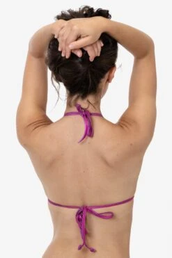 RLA3033 - Lamé Micro Triangle String Bikini Top 12 RLA3033 - Lamé Micro Triangle String Bikini Top -Builtd Store RLA3033 SHINY PINK 2T