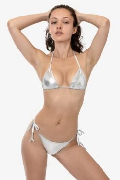 RLA3034 - Lamé Low Rise String Bikini Bottom