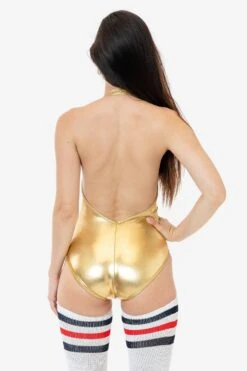 RLA312 - Lamé Halter Bodysuit -Builtd Store RLA312 JAIME GOLD 1k