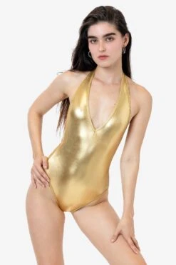 RLA312 - Lamé Halter Bodysuit