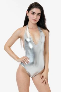 RLA312 - Lamé Halter Bodysuit -Builtd Store RLA312 JAIME SILVER 2k