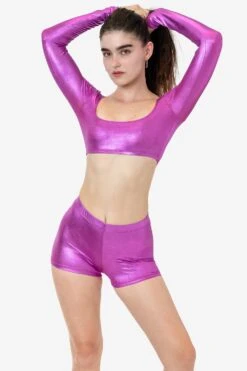 RLA330 - Lamé Mid-Rise Short Short