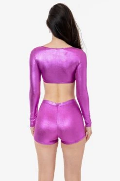RLA387 - Lamé Squareneck Long Sleeve Micro Crop Top 14 RLA387 - Lamé Squareneck Long Sleeve Micro Crop Top -Builtd Store RLA330 RLA387 SHINYPINK 3k