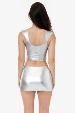 RLA385 - Lamé Micro Mini Skirt -Builtd Store RLA355 RLA385 JAIME SILVER 1k