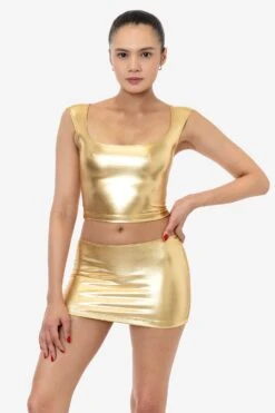 RLA385 - Lamé Micro Mini Skirt -Builtd Store RLA355 RLA385 STEPHANIE GOLD 1k