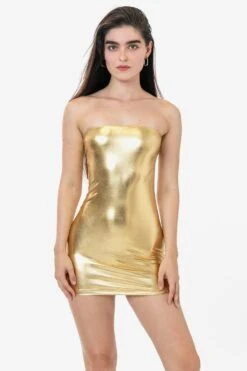 RLA3693 - Lamé Mini Tube Dress -Builtd Store RLA3693 JAIME GOLD 1k